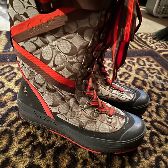 Orange and Brown Coach Boots size 10 - Picture 4 of 7